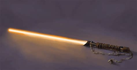 a light saber with chain attached to it