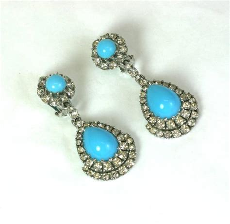 Ciner Faux Persian Turquoise Pendant Earclips For Sale at 1stDibs