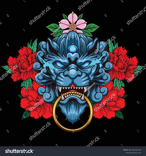 Komainu Illustration Japanese Style Drawing Stock Vector (Royalty Free) 2056182140 | Shutterstock