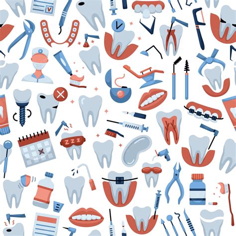 Premium Vector | Vector seamless pattern with dentistry icons. Dental background