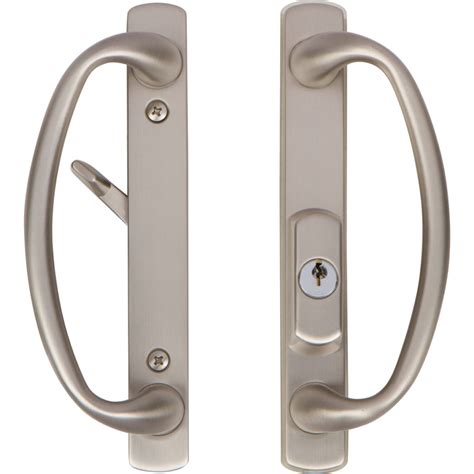 Charlotte Sliding door handle set with Offset keylock in Brushed Nickel ...