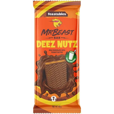 Mr Beast Feastables Deez Nutz Milk Chocolate With Peanut Butter Bar - | Poppin Candy