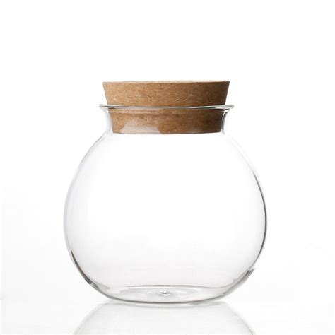 500ml Borosilicate Glass Kitchen Storage Jars Spherical Round Food Storage Glass Jar With Cork ...