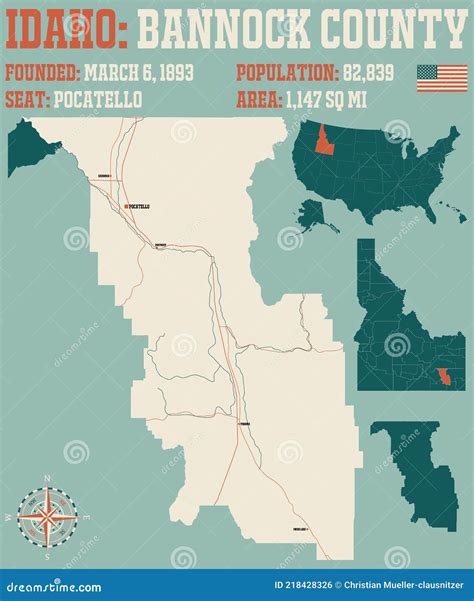 Map of Bannock County in Idaho Stock Vector - Illustration of nation ...
