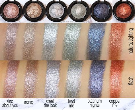 Essence melted chrome eyeshadow swatches (zinc about you, ironic, steel the look, lead me ...