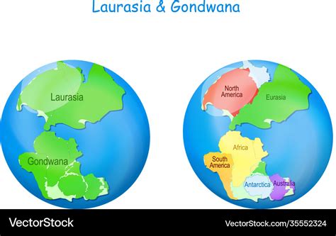 Maps laurasia and gondwana continental borders Vector Image