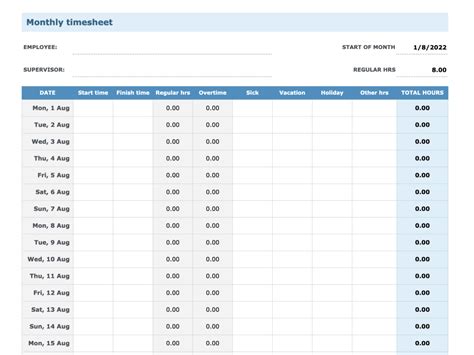 Free Timesheet templates: Excel | Word | PDF | Google sheets