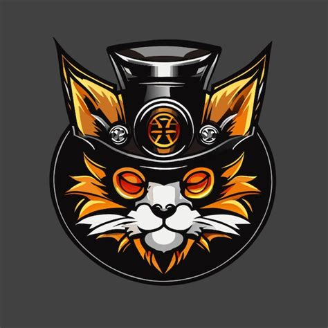 Premium Vector | Logo of steampunk cat head vector illustration