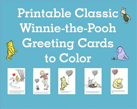 Printable Classic Winnie-the-Pooh Friendship Greeting Cards to Color - FeltMagnet