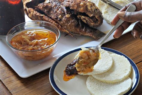 Cassava Bread with Fried Tilapia, Onion and Chilli Gravy- Sierra Leonean Street Food | The ...