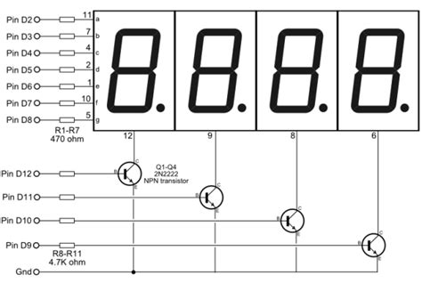 led - How to use a common anode 7-segment, 4-digit display? - Arduino ...