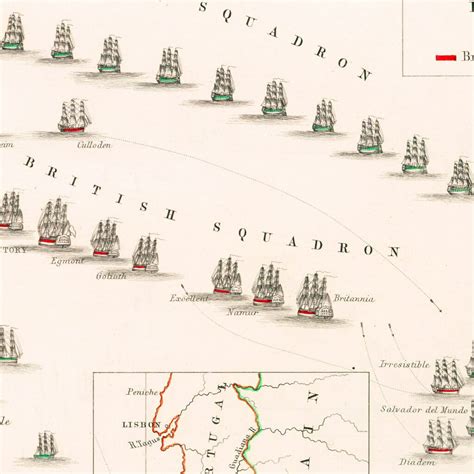 Vintage Map of the Battle of Cape St. Vincent, 1797 by Ted's Vintage Art