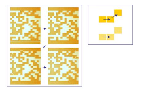 Four different snapshots of the propagation of a wave front through a ...