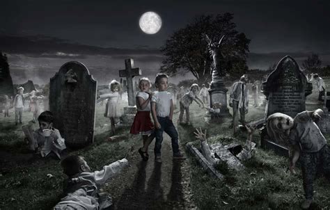 Graveyard At Night Wallpaper