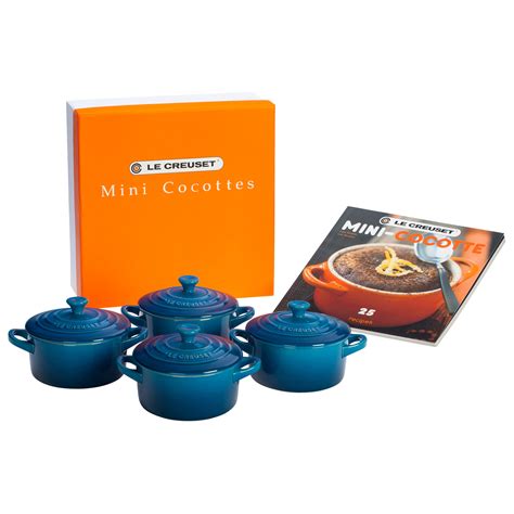 Set of 4 Cocottes + Mini-Cocotte Cookbook (Flame) - Le Creuset - Touch of Modern