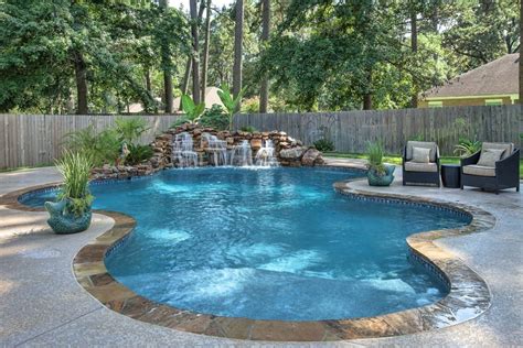 Inground Pool Waterfalls - Square Kitchen Layout