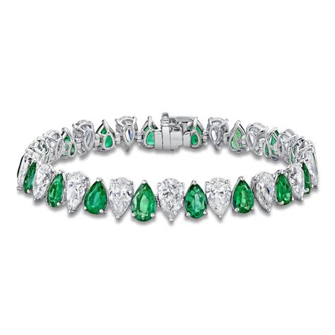 Jared Atelier X Shy Natural Emerald & Diamond Tennis Bracelet 13-1/4 ...