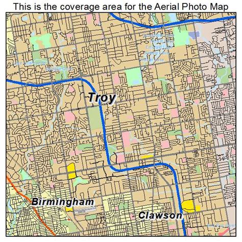 Aerial Photography Map of Troy, MI Michigan