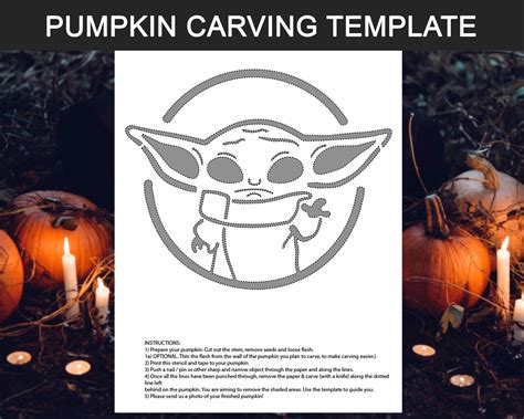 Grogu Pumpkin Template Baby Yoda Mandalorian - Etsy