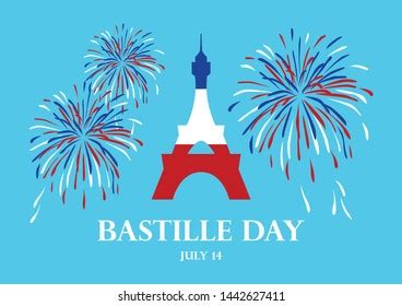 Bastille Day Vector Eiffel Tower Fireworks Stock Vector (Royalty Free ...