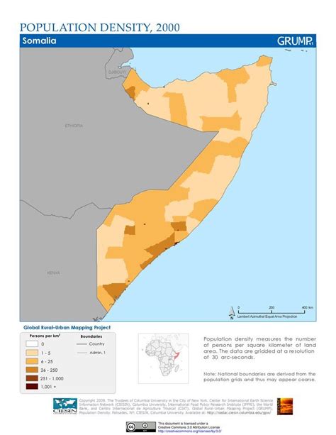 Somalia population density (2000) | Map, Map screenshot, Somalia