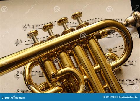 Piccolo Trumpet on Sheet Music Stock Photo - Image of sheet, education: 59107922