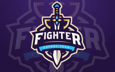 Professional Fighter Esports Logo Template with Sword for Game Team or Gaming Tournament 7994776 ...