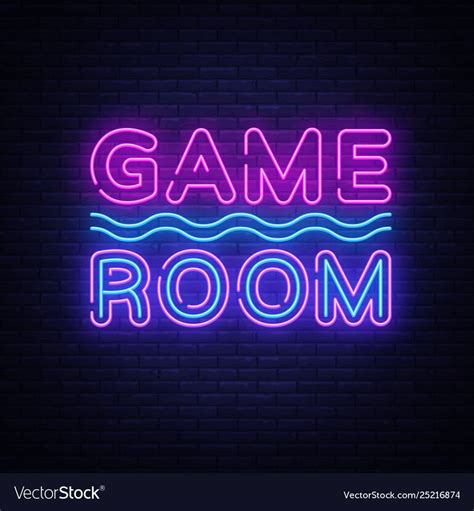 Game Room Neon Text Vector. Gaming neon sign, design template, modern trend design, night ...