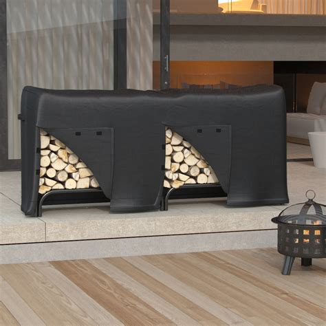 Dura Covers Heavy Duty 8 Foot Black Water Resistant Firewood Log Rack Cover