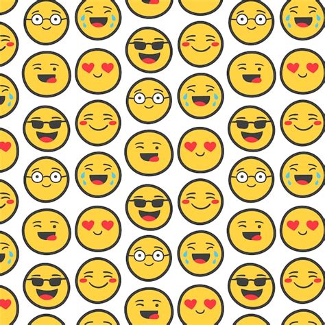 Free Vector | Yellow emojis with outline seamless pattern template