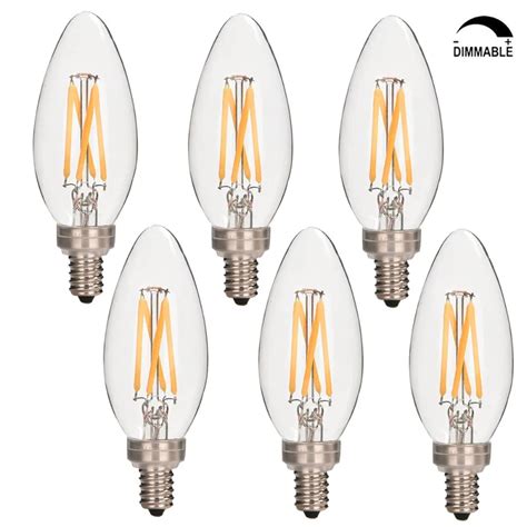 Candelabra LED Filament Bulbs Dimmable 40W Equivalent, 2700K Warm White ...