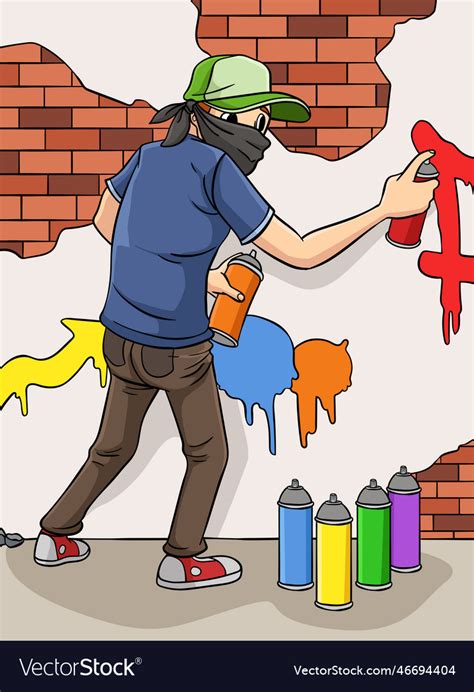 Graffiti artist colored cartoon Royalty Free Vector Image