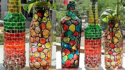 Glass Bottle Painting l How to use glass colours on bottle l Bottle Art ...
