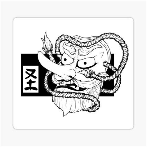 "tengu mask japan tattoo black & white" Sticker for Sale by gioombra | Redbubble