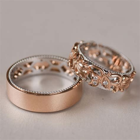 #unusualweddingrings | Wedding rings sets his and hers, Wedding rings sets gold, Couple wedding ...