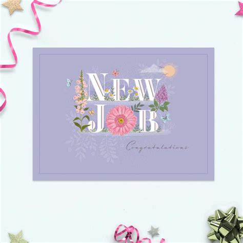 New Job Card - Congratulations Floral Text – The Celebration Store