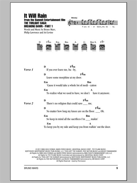 It Will Rain by Bruno Mars - Guitar Chords/Lyrics - Guitar Instructor