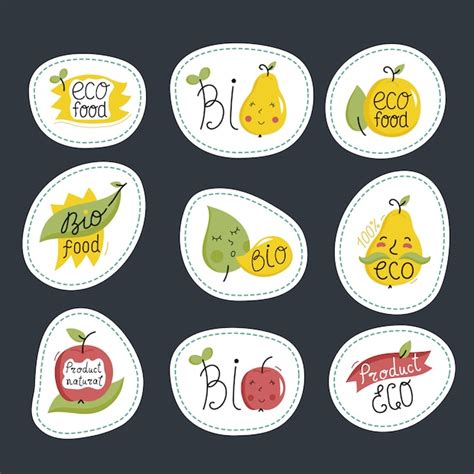 Premium Vector | Organic, eco and bio food stickers set.