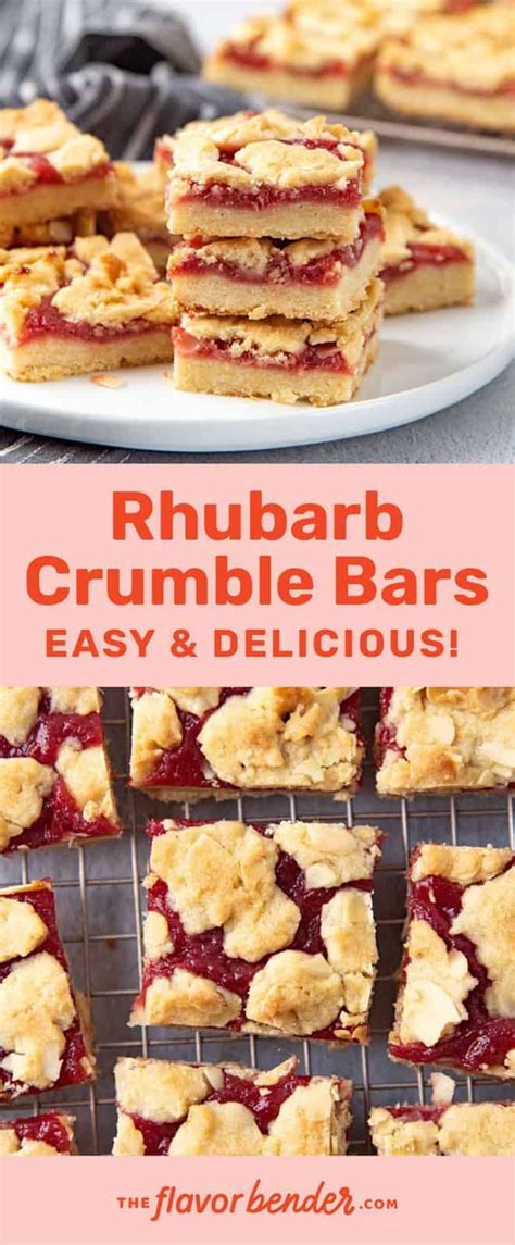 Delicious Rhubarb Crumble Bars with a tart rhubarb filling, a buttery ...