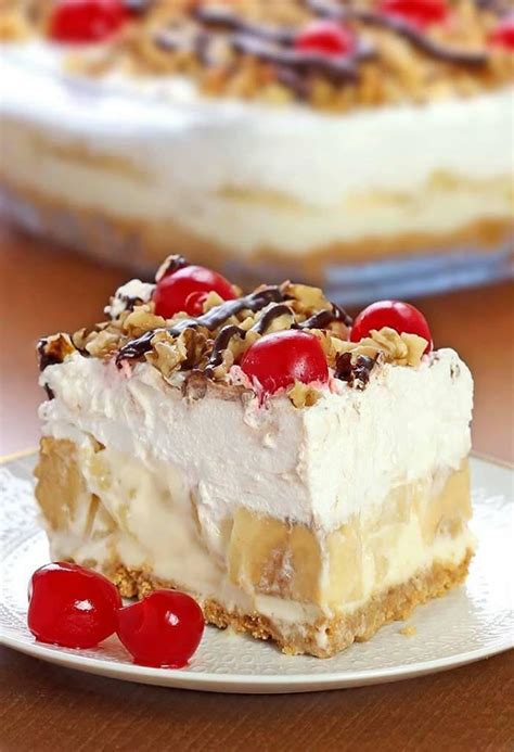 No Bake Banana Split Dessert – Homemade Delicious Recipes | Banana split dessert, Banana split ...