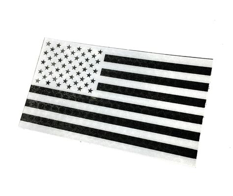 IR Reflective White on Black - Matte plastic US Flag patch (forward or ...