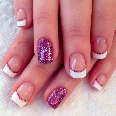 French manicure with glitter accent nails in gelish | Nails, Manicure, French tip nails