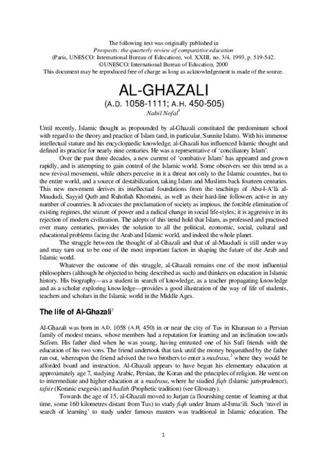 (PDF) The life of Al-Ghazali