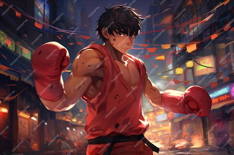 Premium AI Image | anime boxing cartoon neon