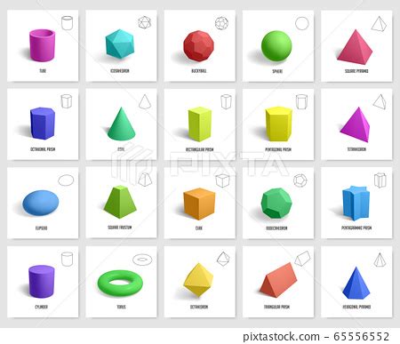 Realistic 3d geometric shapes. Basic geometry... - Stock Illustration ...