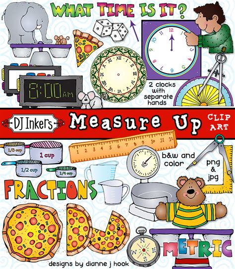 Clever kids clip art for measuring, fractions and teaching math by DJ Inkers