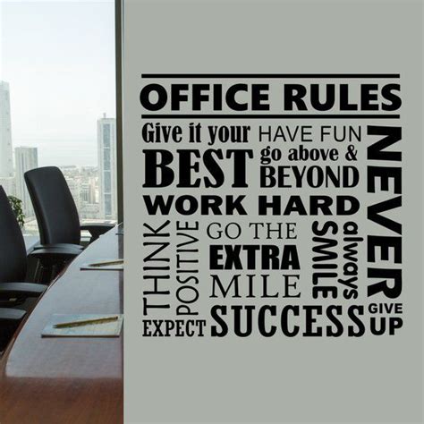 Office Wall Decal Office Rules Collage, Motivational Teamwork Vinyl ...