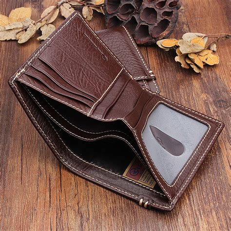 Handmade Leather Mens Cool Slim Leather Wallet Men Small Wallets Bifol ...