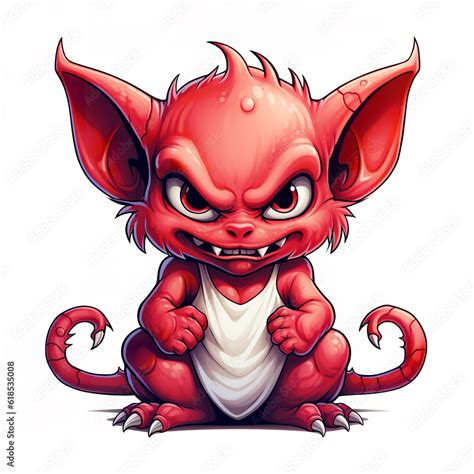 cute red demon cartoon devil vector ai art gen clipart transparent background Stock Illustration ...