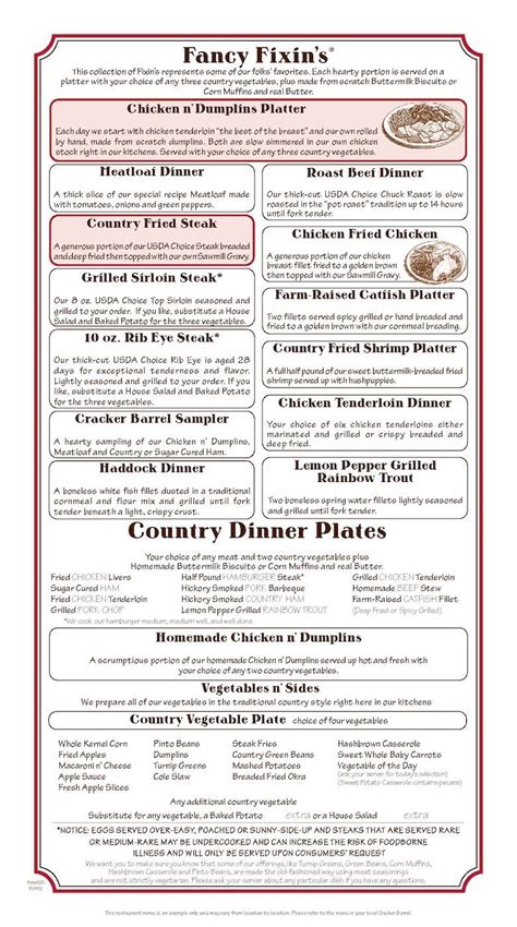 Cracker Barrel Menu